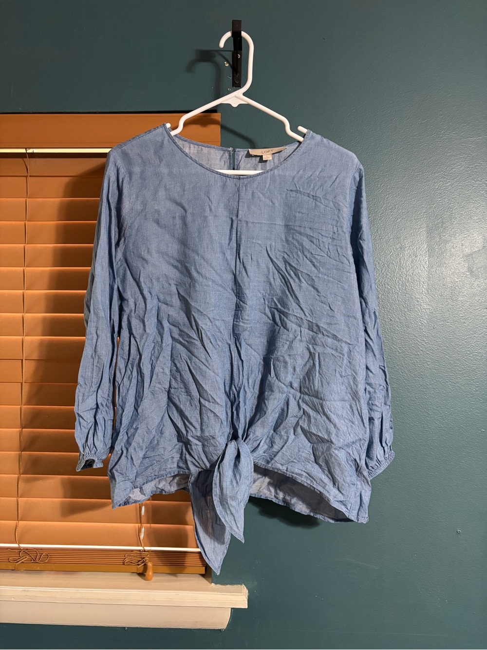 LOFT Chambray Front Tie Top - Light Blue